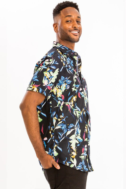 Weiv Hawaiian Print Button Down Shirt