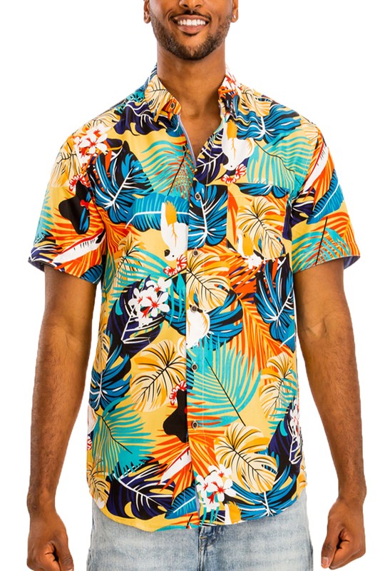 Weiv Hawaiian Print Button Down Shirt