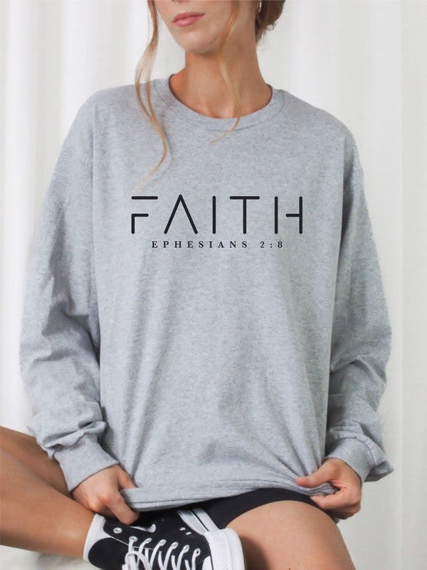 FAITH Ephesians 2  8 Cozy Crewneck Sweatshirt