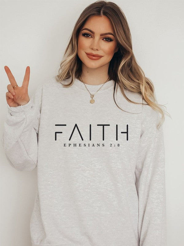 FAITH Ephesians 2  8 Cozy Crewneck Sweatshirt