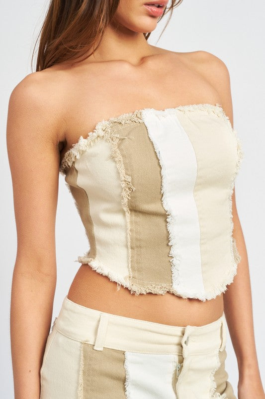 SLEEVELESS BLOCK CORSET TOP