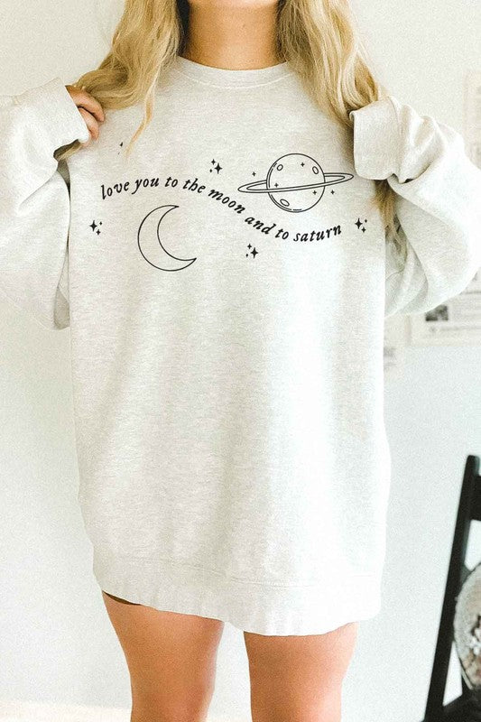 TO THE MOON AND SATURN OVERSIZED SWEATSHIRT