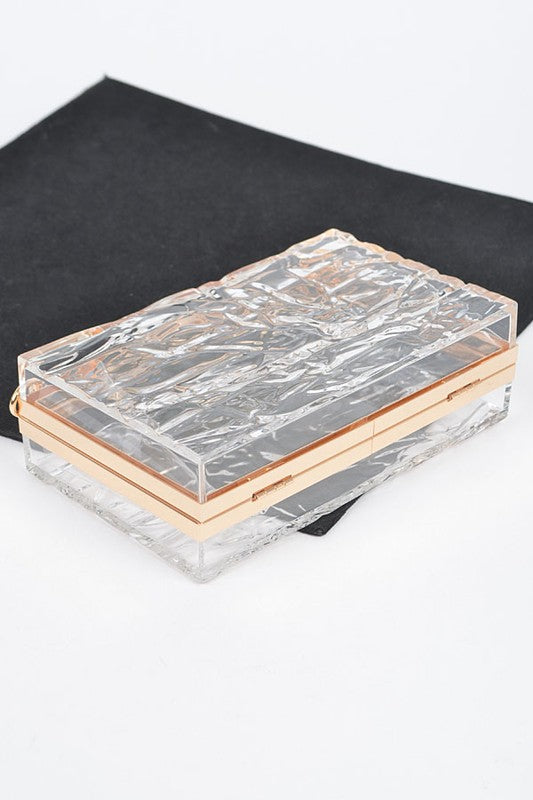 Textured Acrylic Transparent Box Clutch