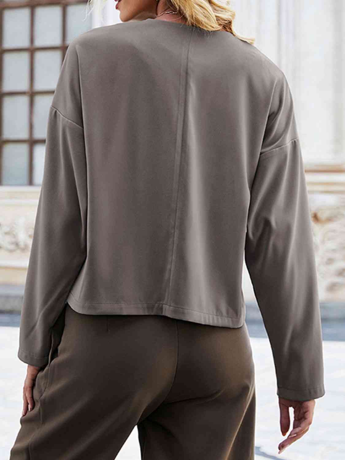 Open Front Dropped Shoulder Jacket