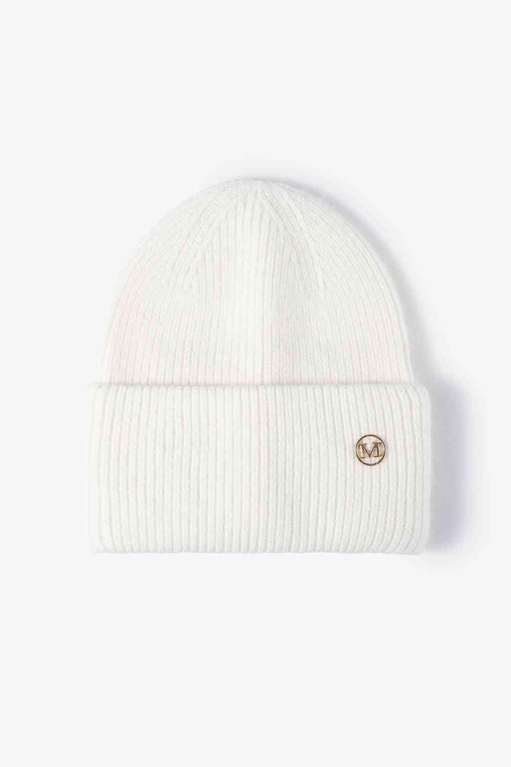 M Rib-Knit Cuff Beanie