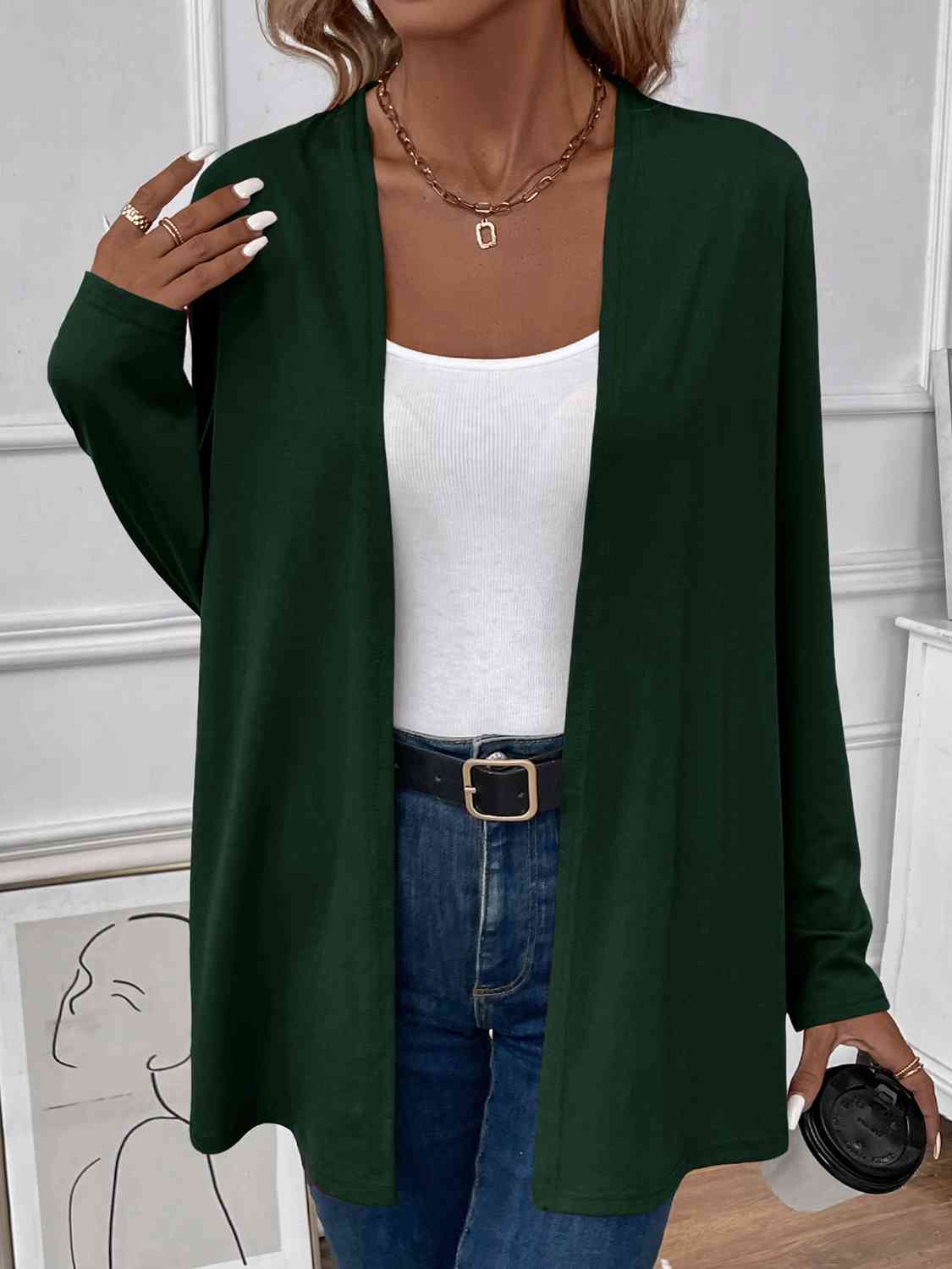 Open Front Long Sleeve Cardigan