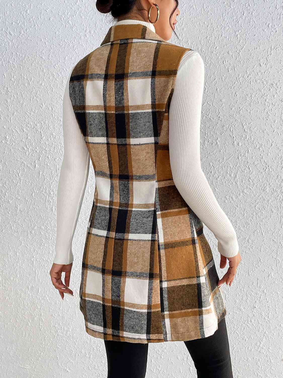 Plaid Lapel Collar Vest