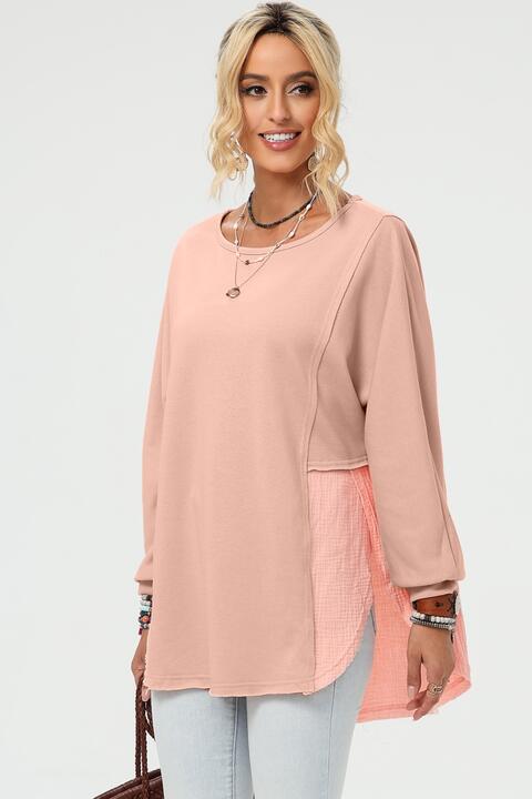 Curved Hem Dolman Sleeve Top