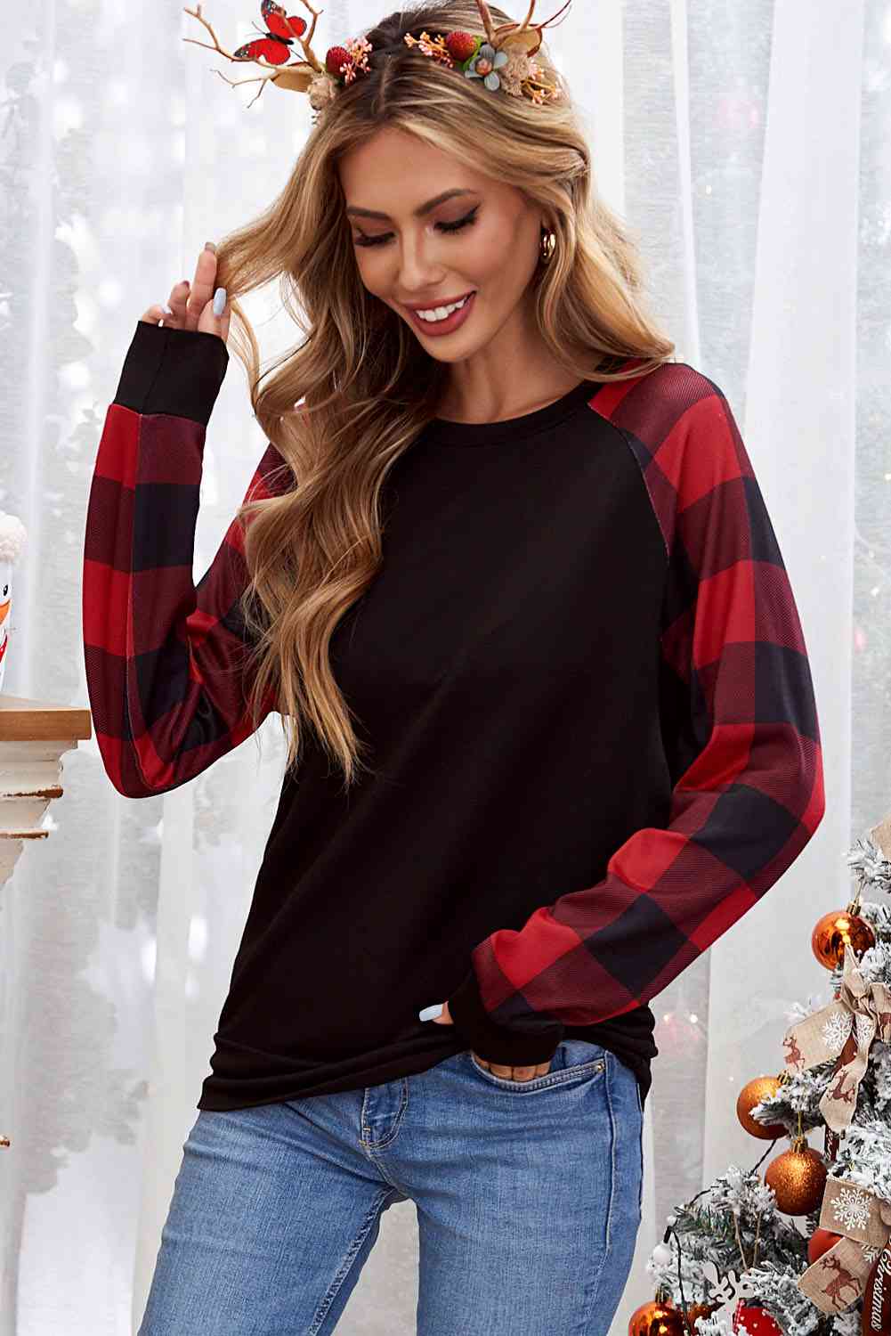 Christmas Buffalo Plaid Long Sleeve Sweatshirt