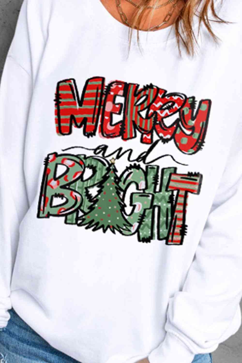 MERRY AND BRIGHT Graphic Sweatshirt