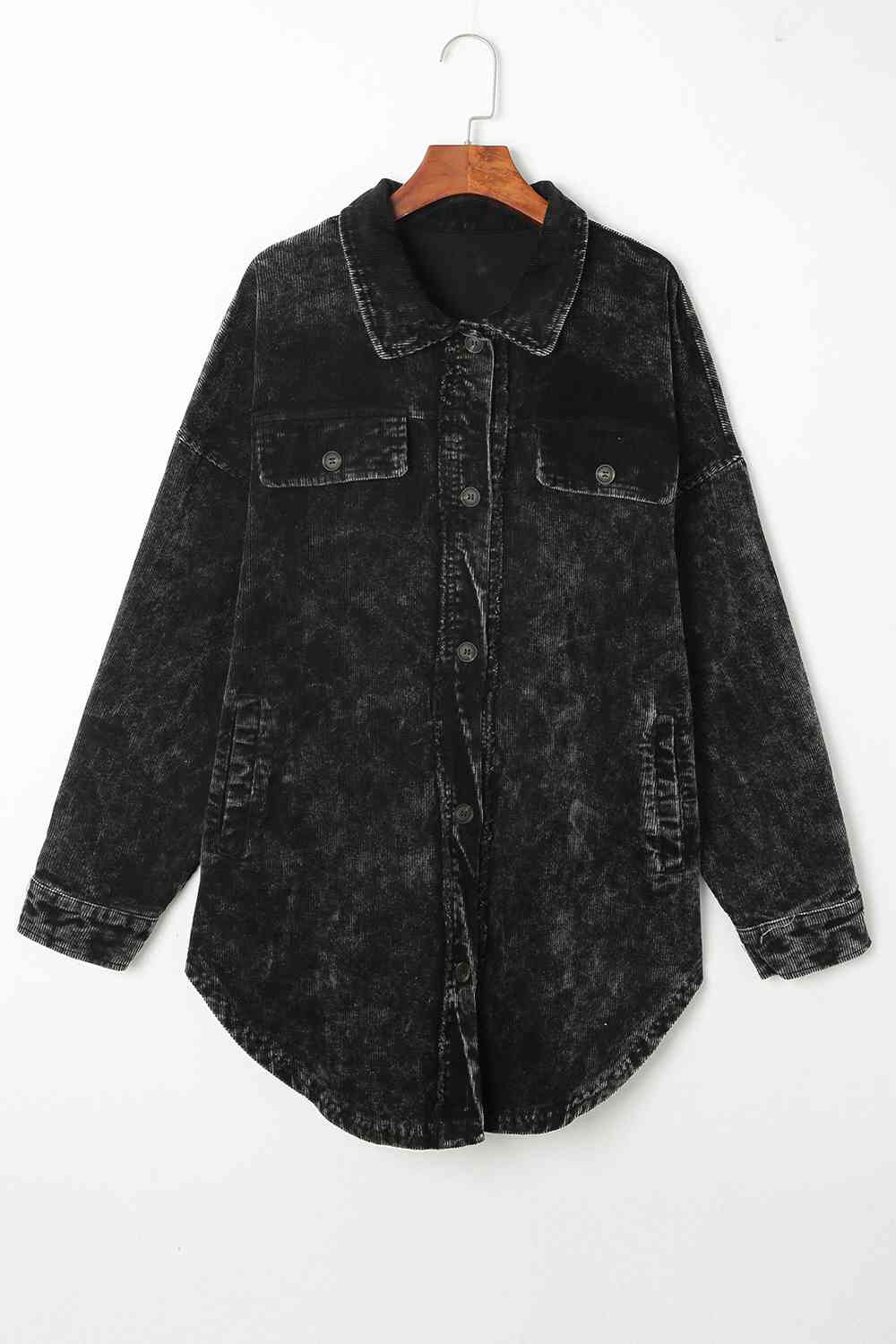 Washed Button Down Dropped Shoulder Jacket