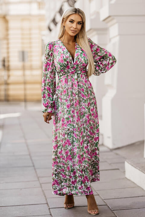 Floral Deep V Maxi Dress