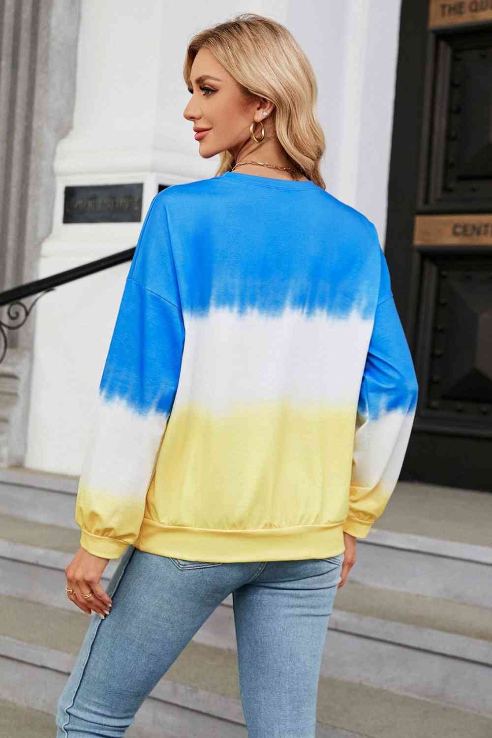 Gradient Round Neck Long Sleeve Sweatshirt