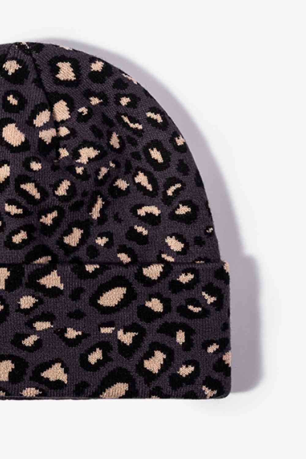 Leopard Pattern Cuffed Beanie