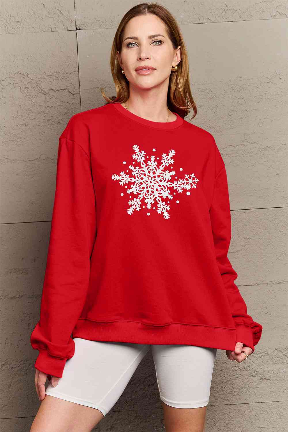 Simply Love Full Size Snowflake Graphic Sweatshirt