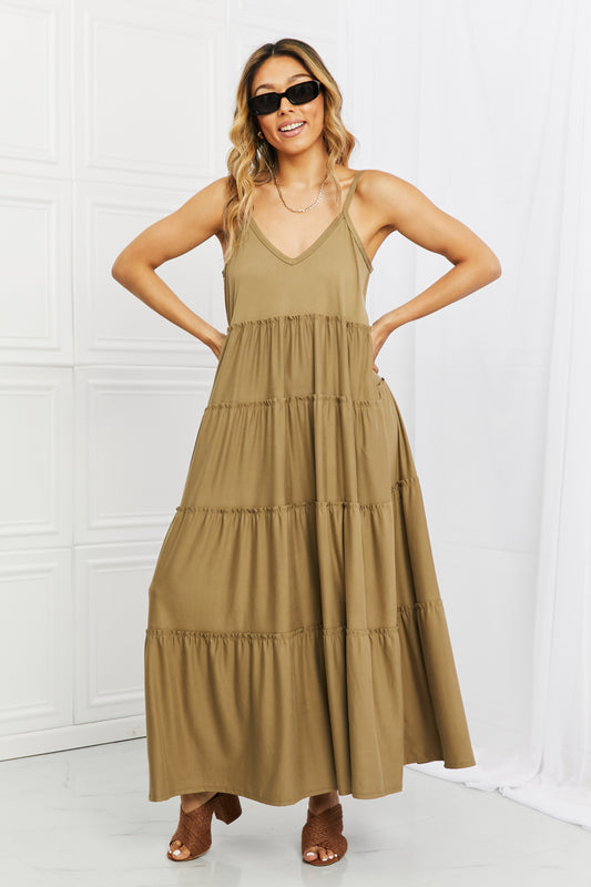 Zenana Spaghetti Strap Tiered Dress with Pockets