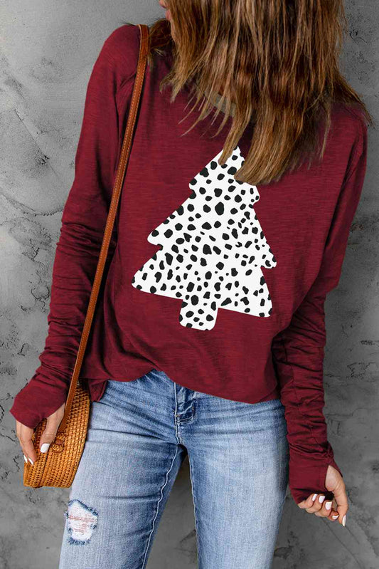 Christmas Tree Graphic Long Sleeve T-Shirt